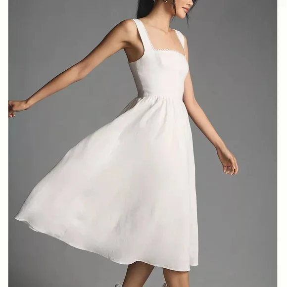 Reformation Tagliatelle Linen Dress Sz6 White - Picture 4 of 12